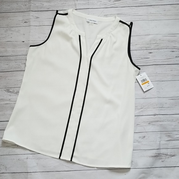 Calvin Klein Tops - Calvin Klein white sleeveless top blouse M
